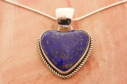 Artie Yellowhorse Genuine Blue Lapis Sterling Silver Heart Pendant